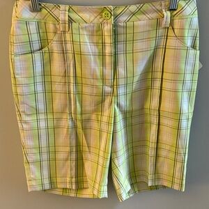 EP Pro Plaid Athletic Golf Shorts - Yellow and Green